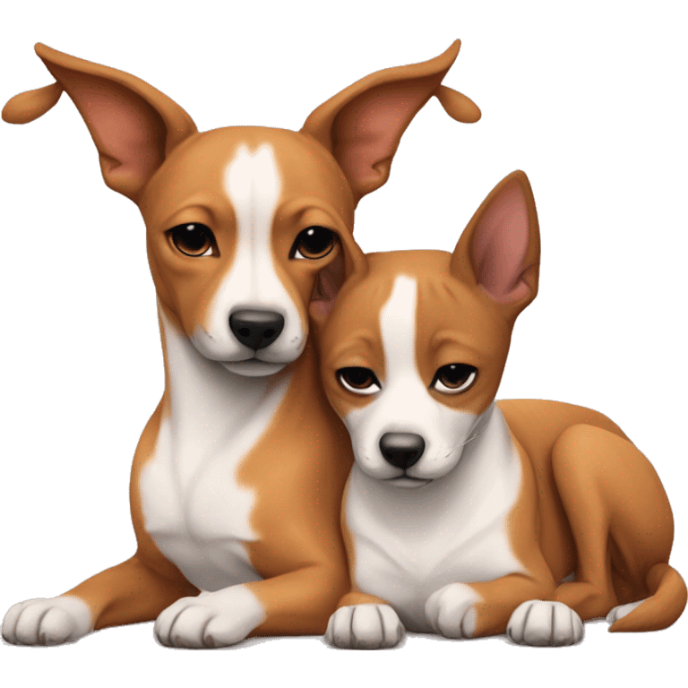 Sphinx and Basenji are sleeping in a hug emoji