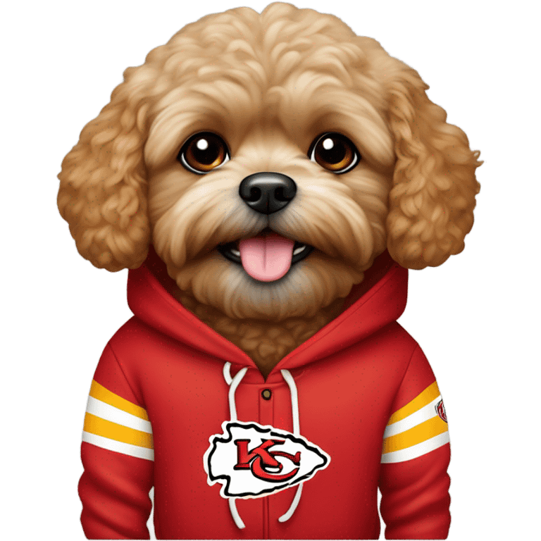 Red Shipoo dog in Kansas City chiefs hoodie emoji