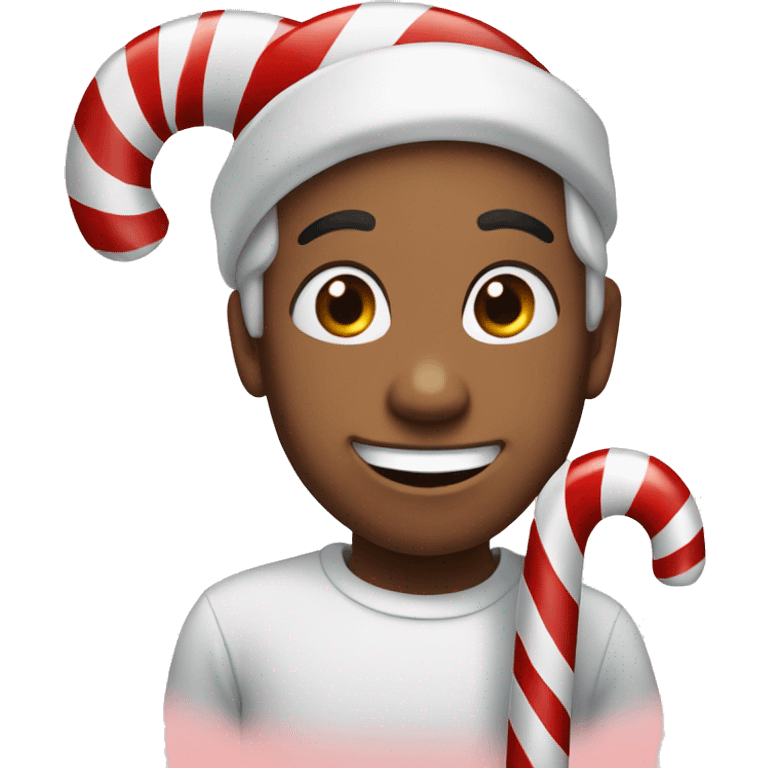 candy cane with smile emoji