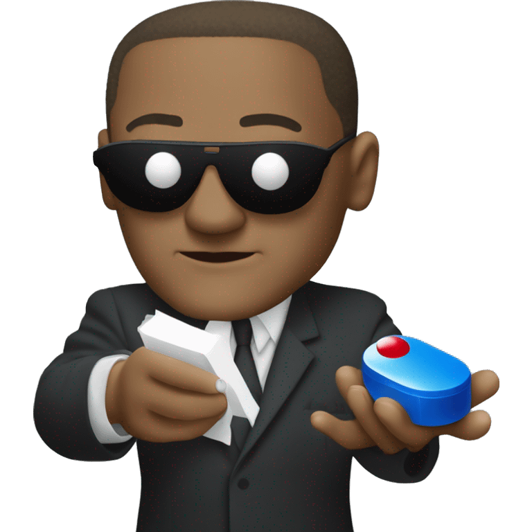 Morpheus, Lawrence fishburne from the matrix, holding red and blue pill emoji