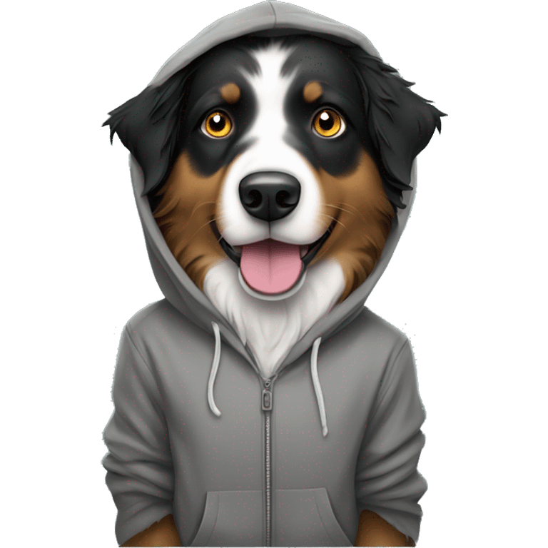 Black face Australian shepherd in a hoodie emoji