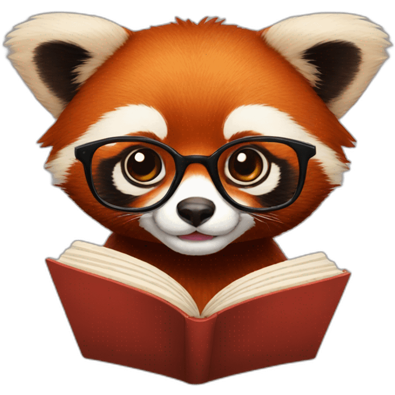 red panda with glasses and book emoji