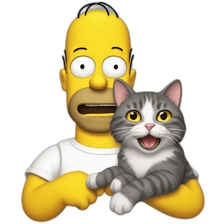 Homer Simpson with cat emoji