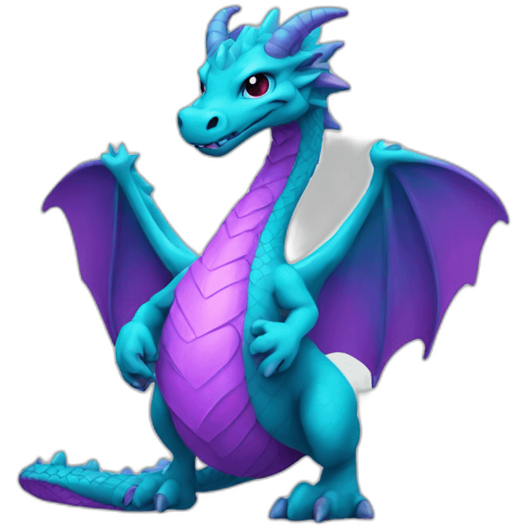 purple cyan dragon torso holding a heart emoji