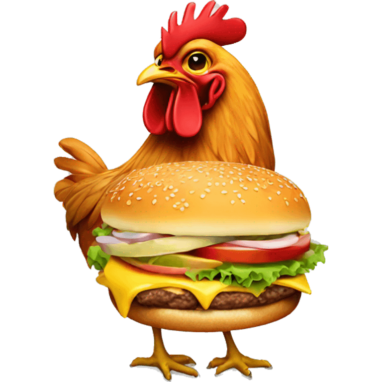 chicken eating a cheeseburger  emoji