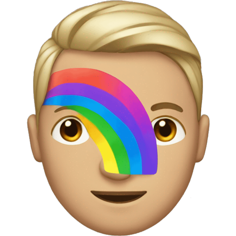 Individual white Gay man with rainbow hair emoji