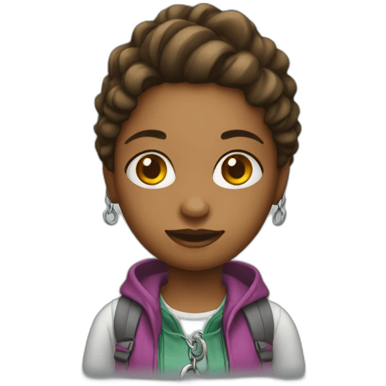 Girl with a keychain emoji