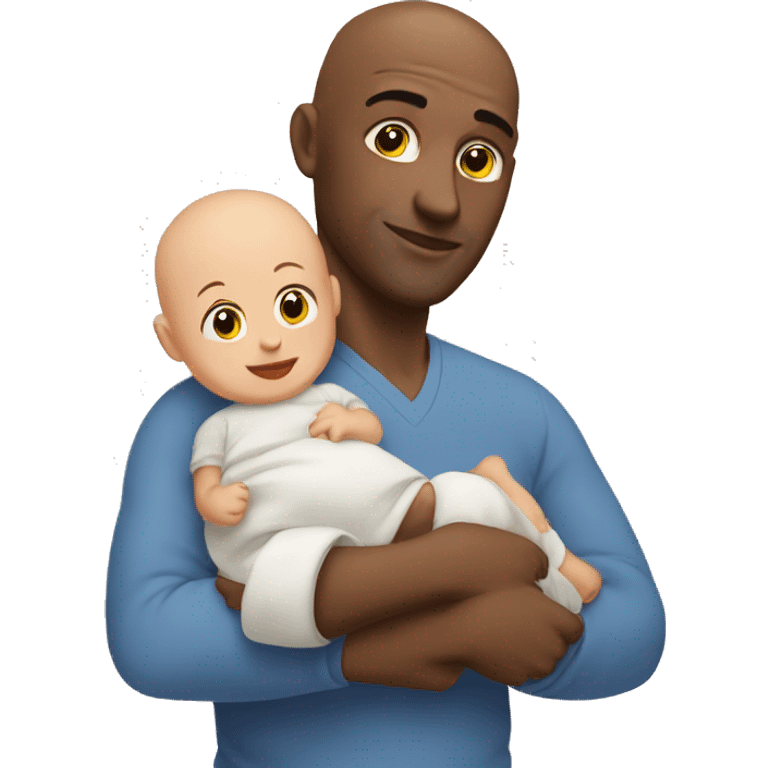 bald man with baby in his arms emoji