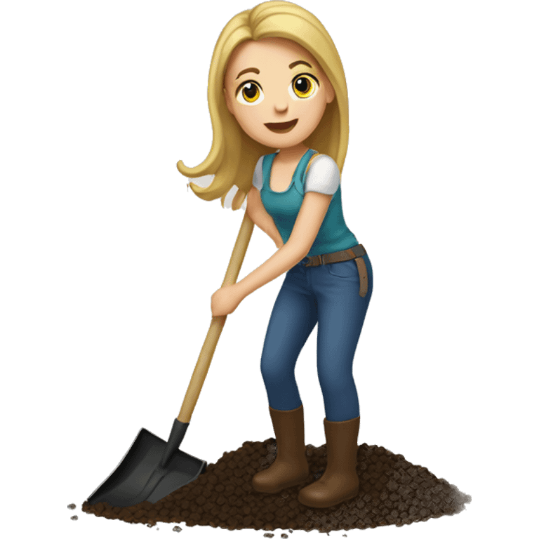 White Girl shoveling horse poop emoji