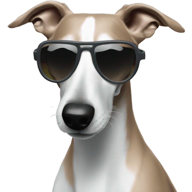 A whippet with sunglasses emoji