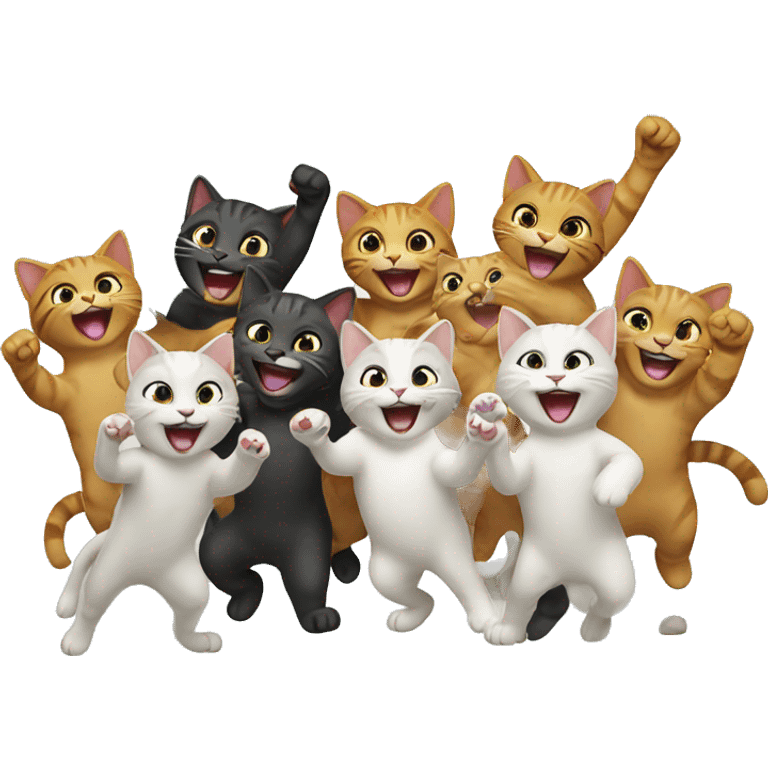 12 happy cats cheering emoji