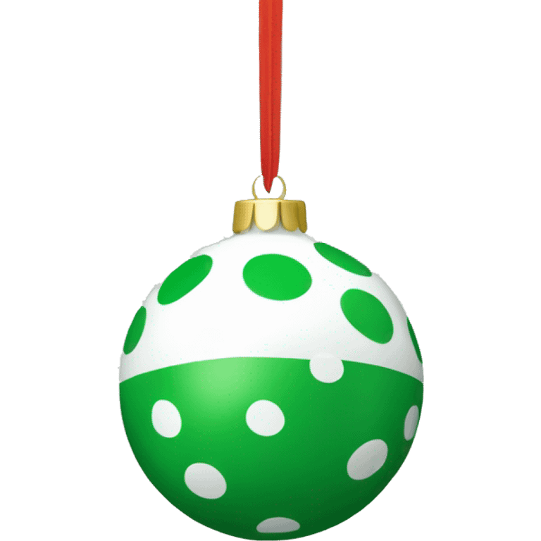 Green and white polka dot ornament emoji