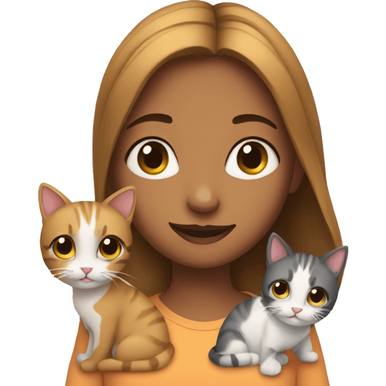 Girl with two cats emoji