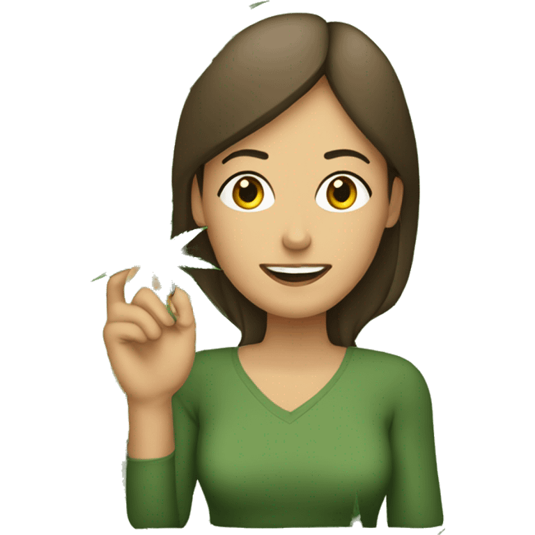 mujer con tijeras en sus manos y de fondo plantas de cannabis emoji