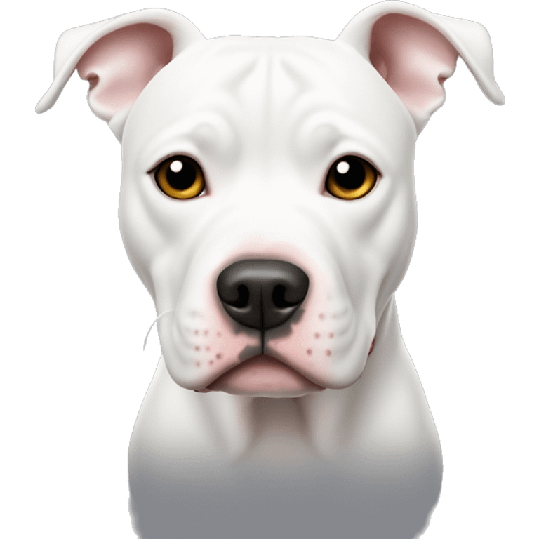 White pit bull with one black ear emoji