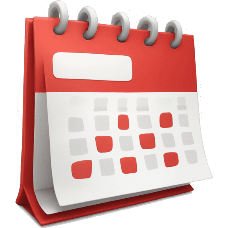 Toon 3D red and white calendar icon emoji