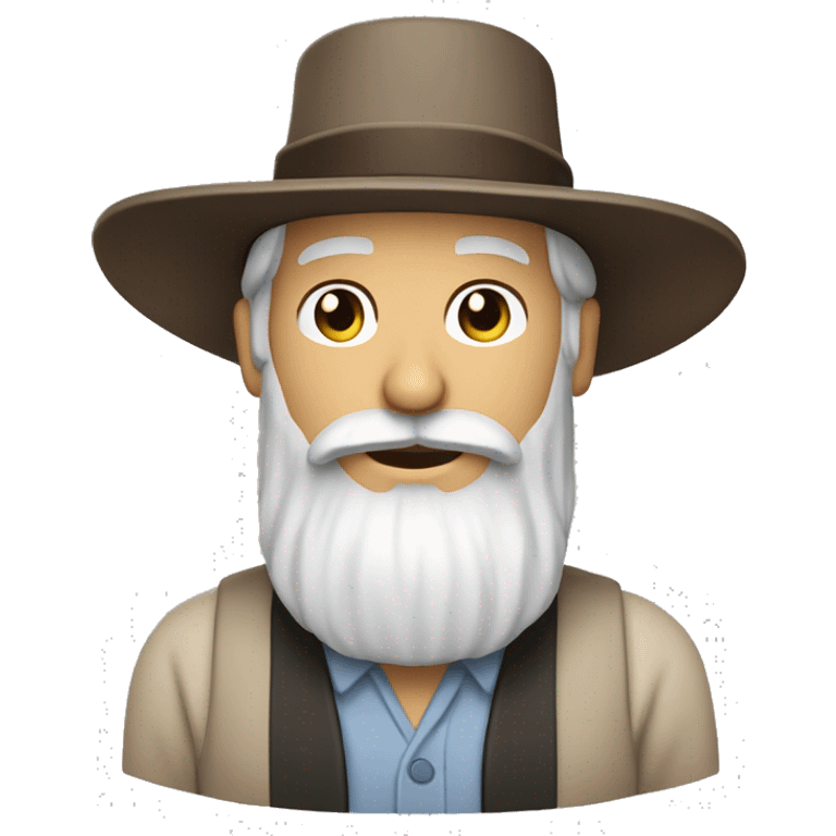 Amish man white with brown straw hat building a building with beard without a mustache emoji