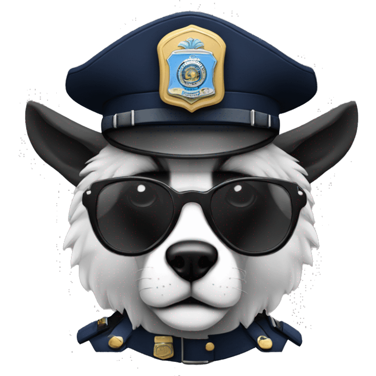 lobo con gafas y gorra de policia emoji