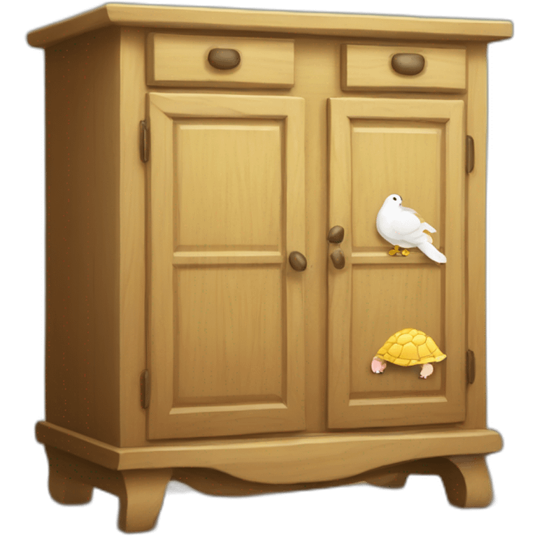 Tortue sur armoire qui mange du poulet emoji