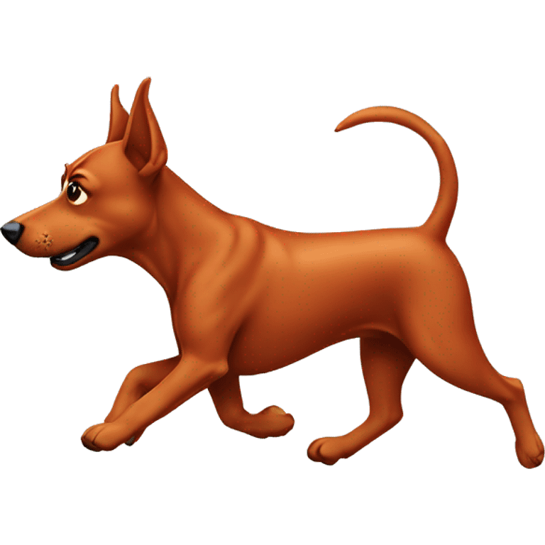 solid red dog with pointed ears running emoji