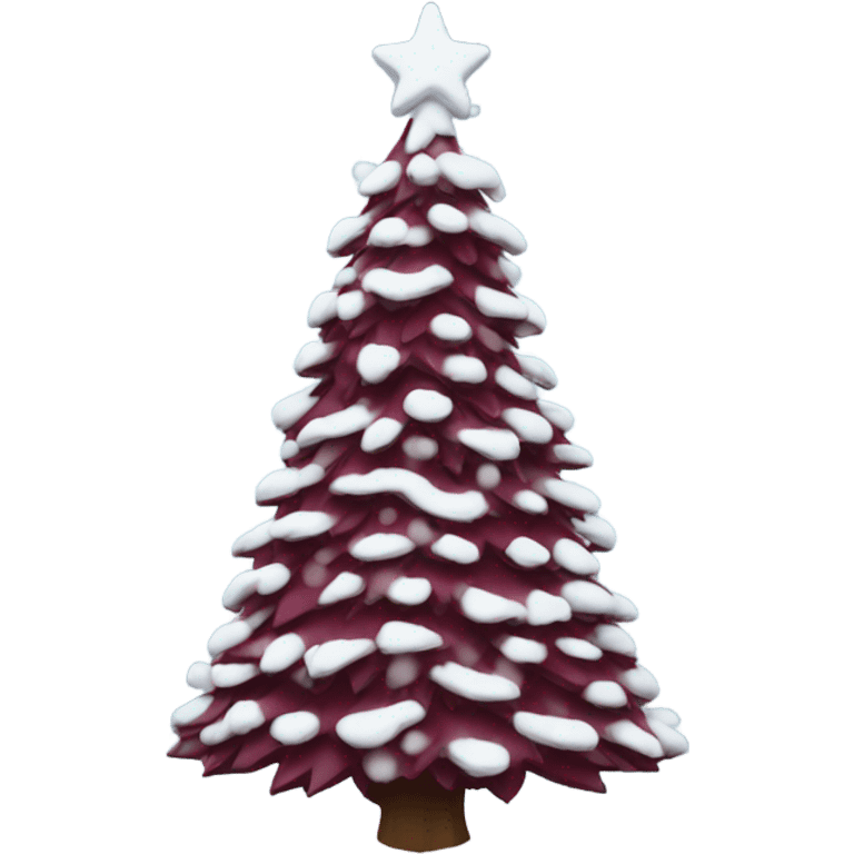 Snowy burgundy Christmas tree emoji