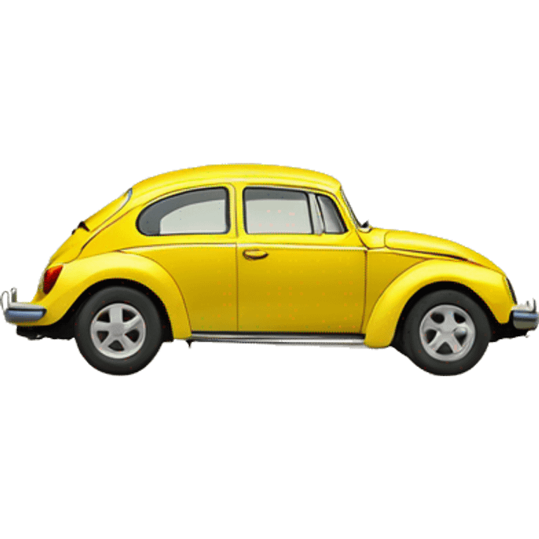 Yellow VW beetle at the beach  emoji