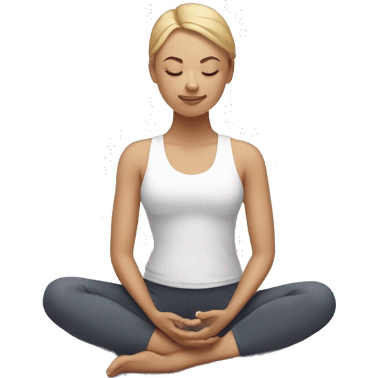 one white woman sitting in yoga pose emoji