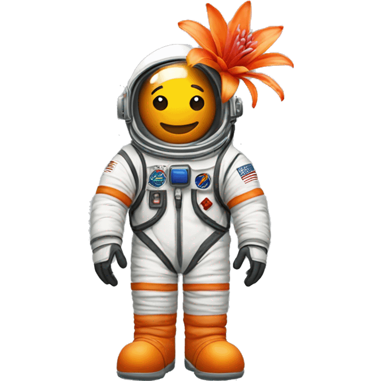 orange bromelia flower in an astronaut suit emoji