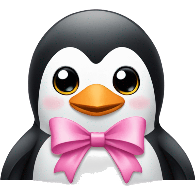 Penguin with pink bow emoji