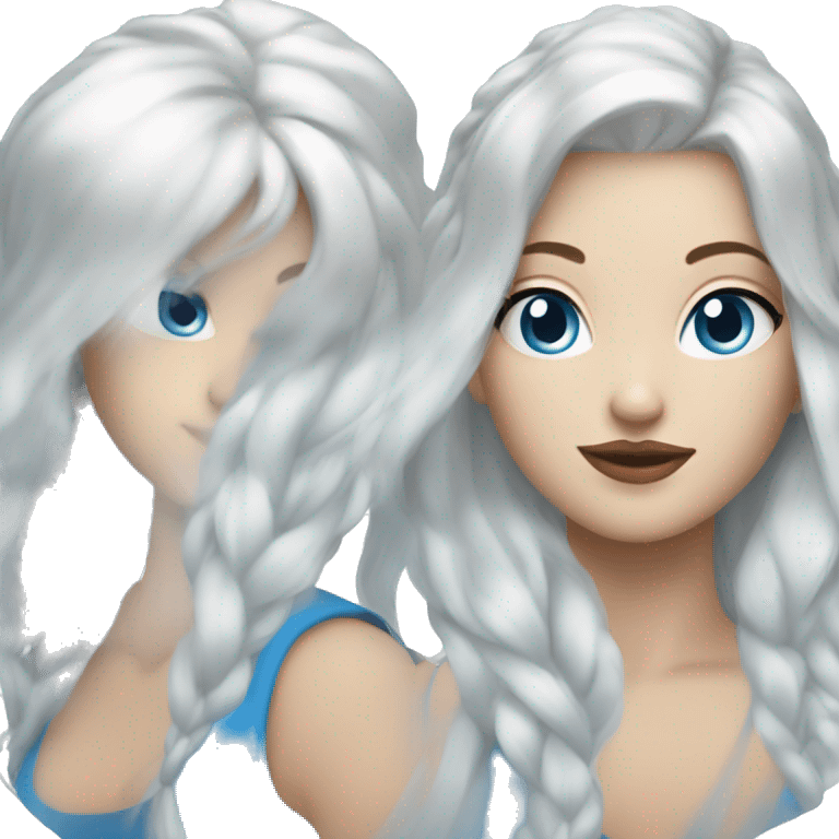 white haired girl with blue eyes and a long pixie hairstyle emoji