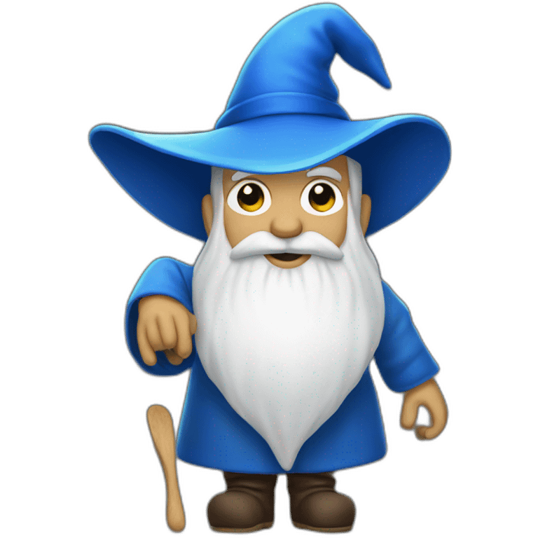 Wizard in blue hat with white beard making salsa emoji