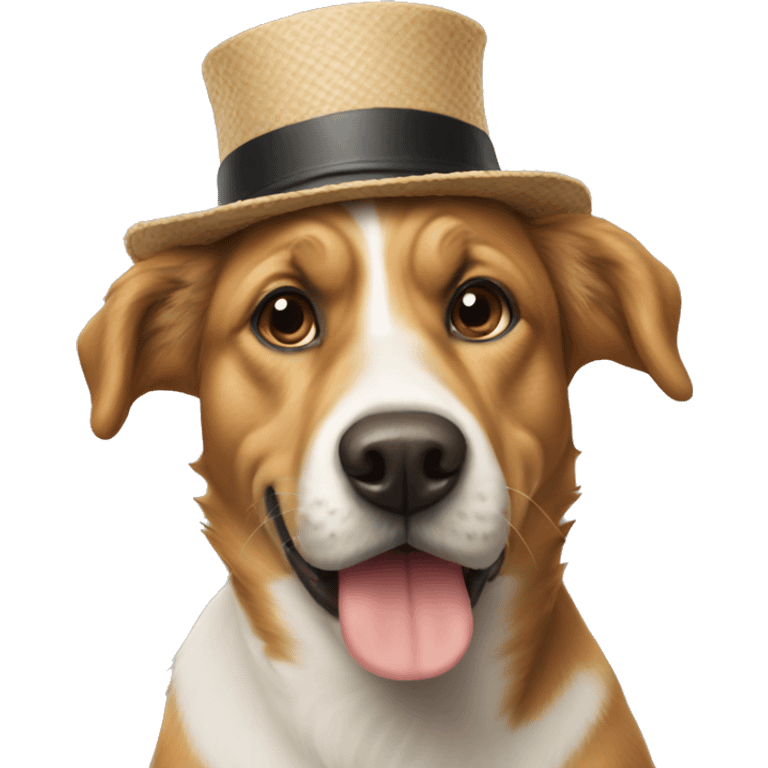 A dog with hat saying “am i trash?” emoji