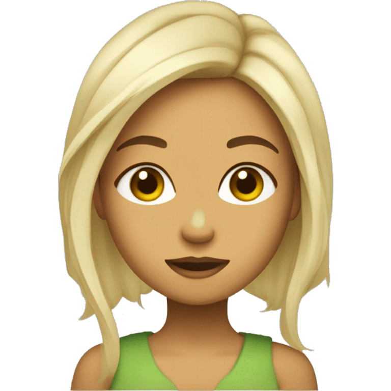 criança menina olho verde cabelo comprido cacheado amarelo pele bege meio claro emoji