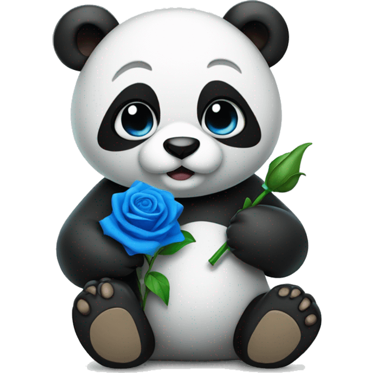 panda holding a blue rose emoji