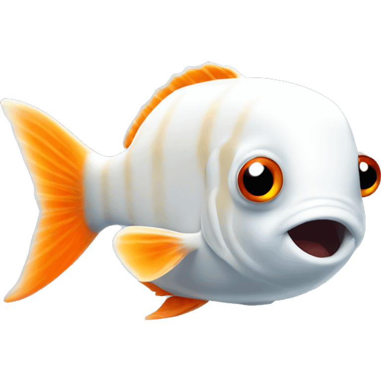 Cube aquarium white fish emoji