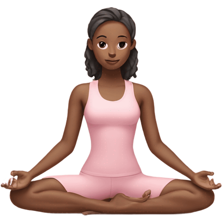 yoga girl in lotus pose wearing a pastel pink yoga set  emoji