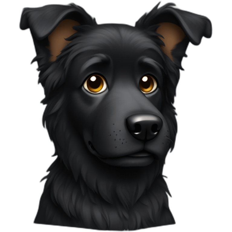 One hairy black dog emoji