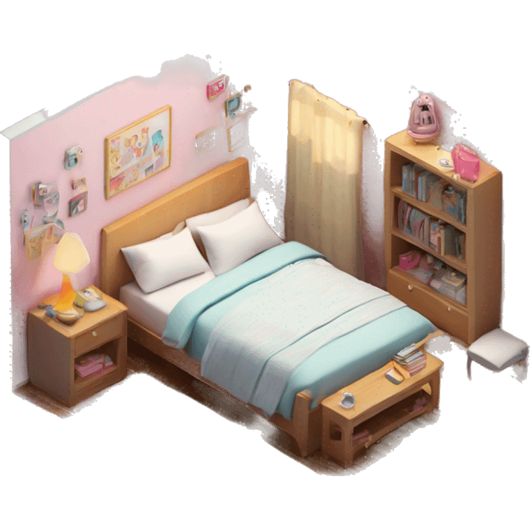 isometric-3d-cute-small-bedroom-teen-girl-interior emoji