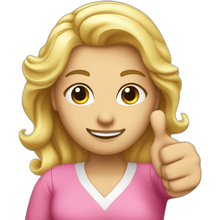 blonde hair lady with pink bluse thumbs up emoji