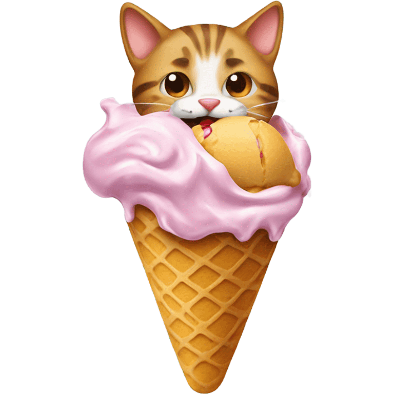 cat eating an ice cream emoji