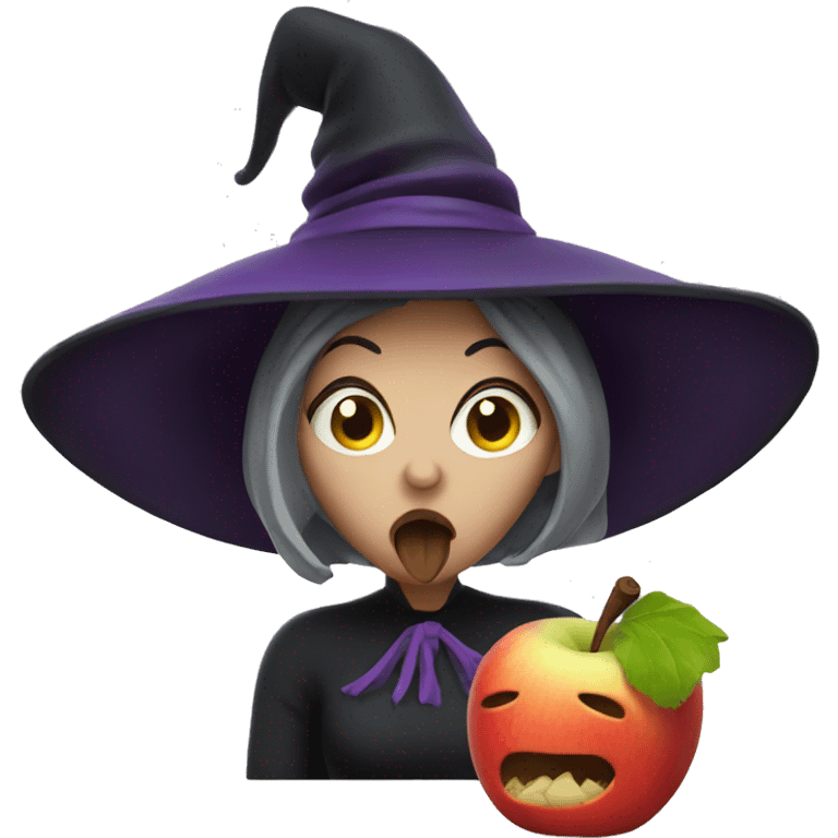 witch eating apple  emoji