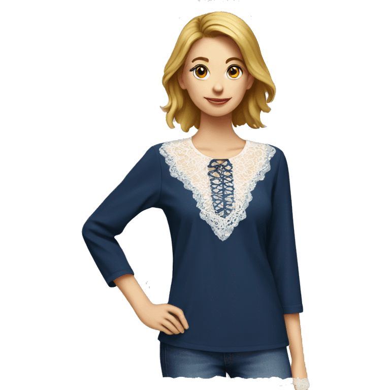  Navy blue top with lace emoji