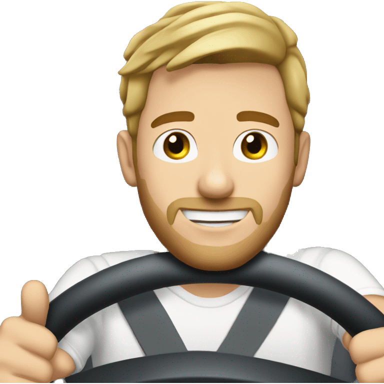 white male taking a selfie whilst driving  emoji