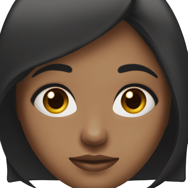 black straight hair girl with medium skintone and brown eyes with long lashes emoji