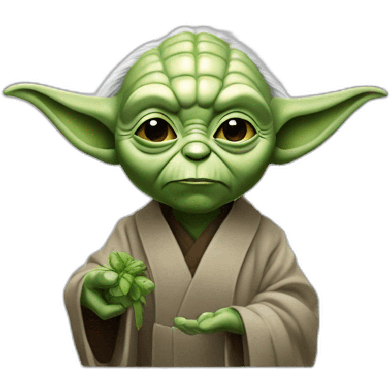 Maître Yoda qui fume argent emoji