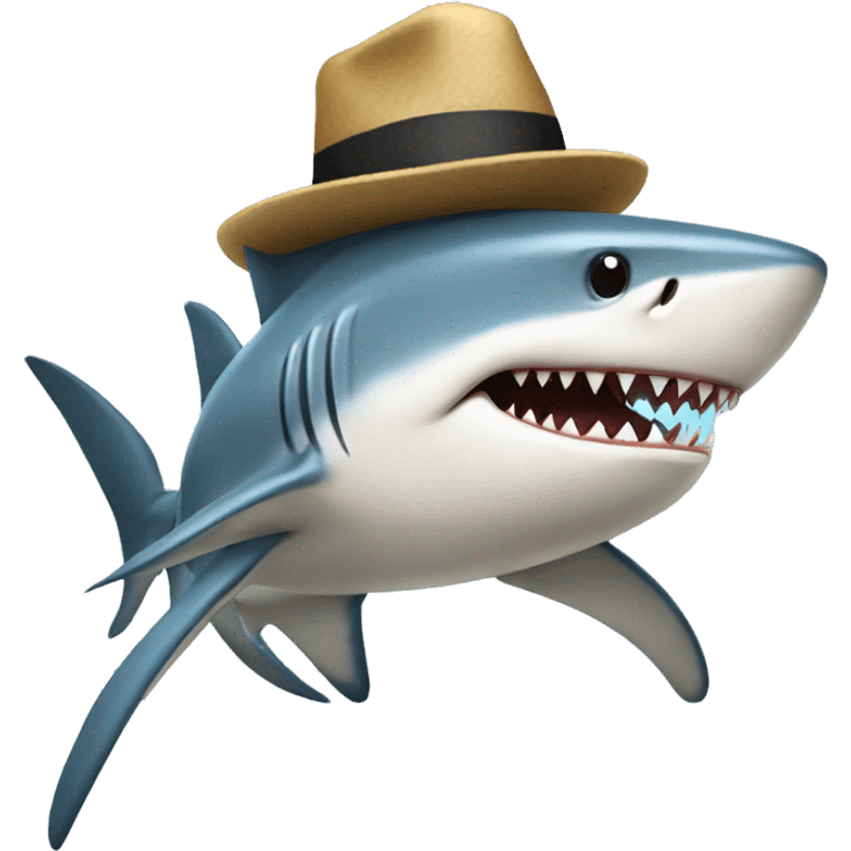 shark wearing a hat emoji