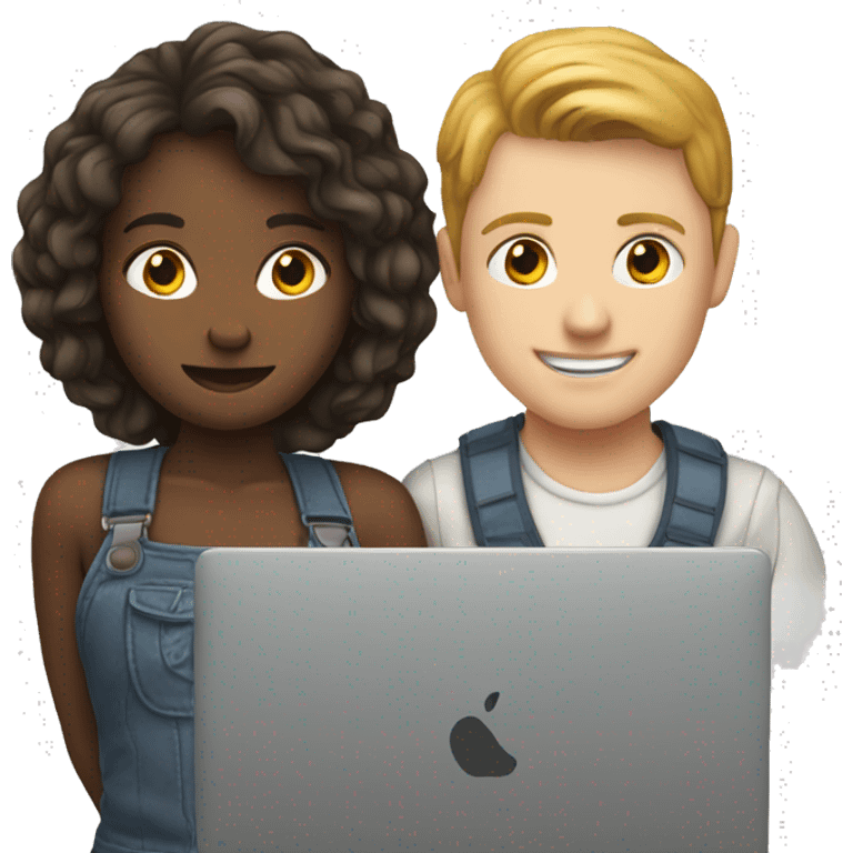 white boy and girl behind laptop emoji