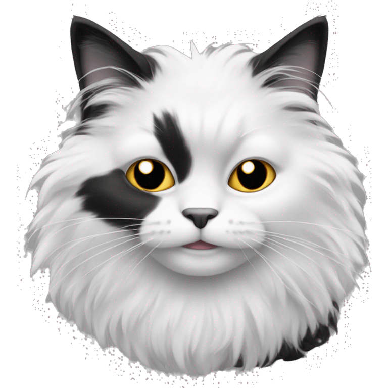 Black and white fluffy cat emoji