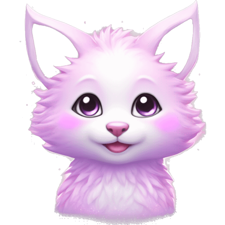 Kawaii cute gorgeous colorful sparkly bright light pastel lilac-pink-white-gradient fantasy ethereal fursona animal creature emoji