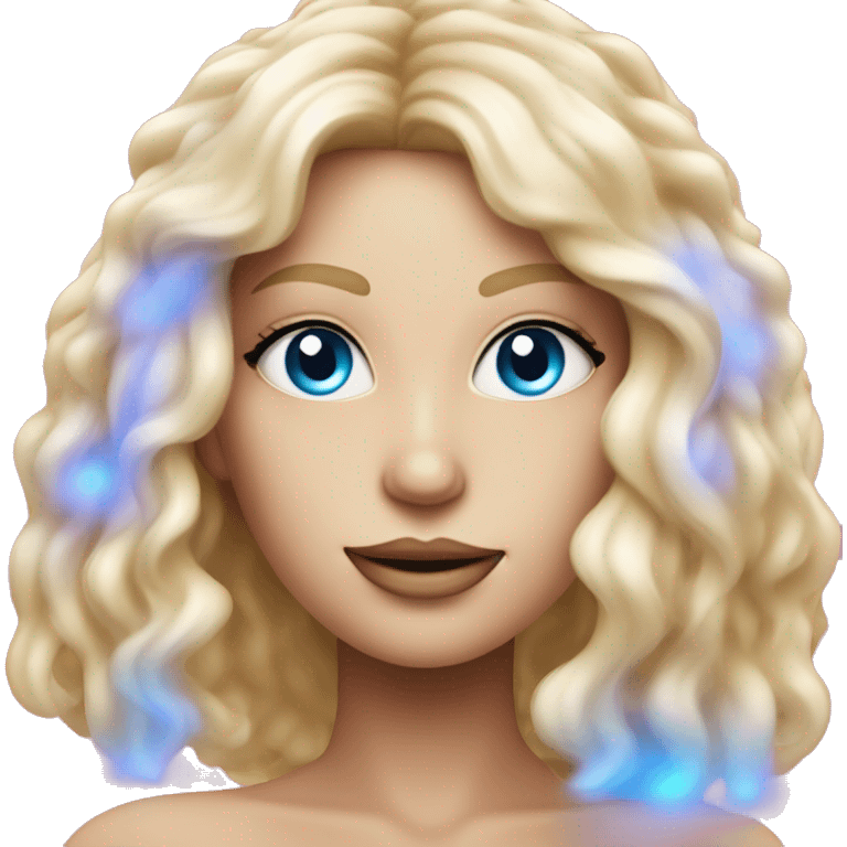 andromedan pink diva with thin face long blonde hair and blue eyes third eye glowing emoji